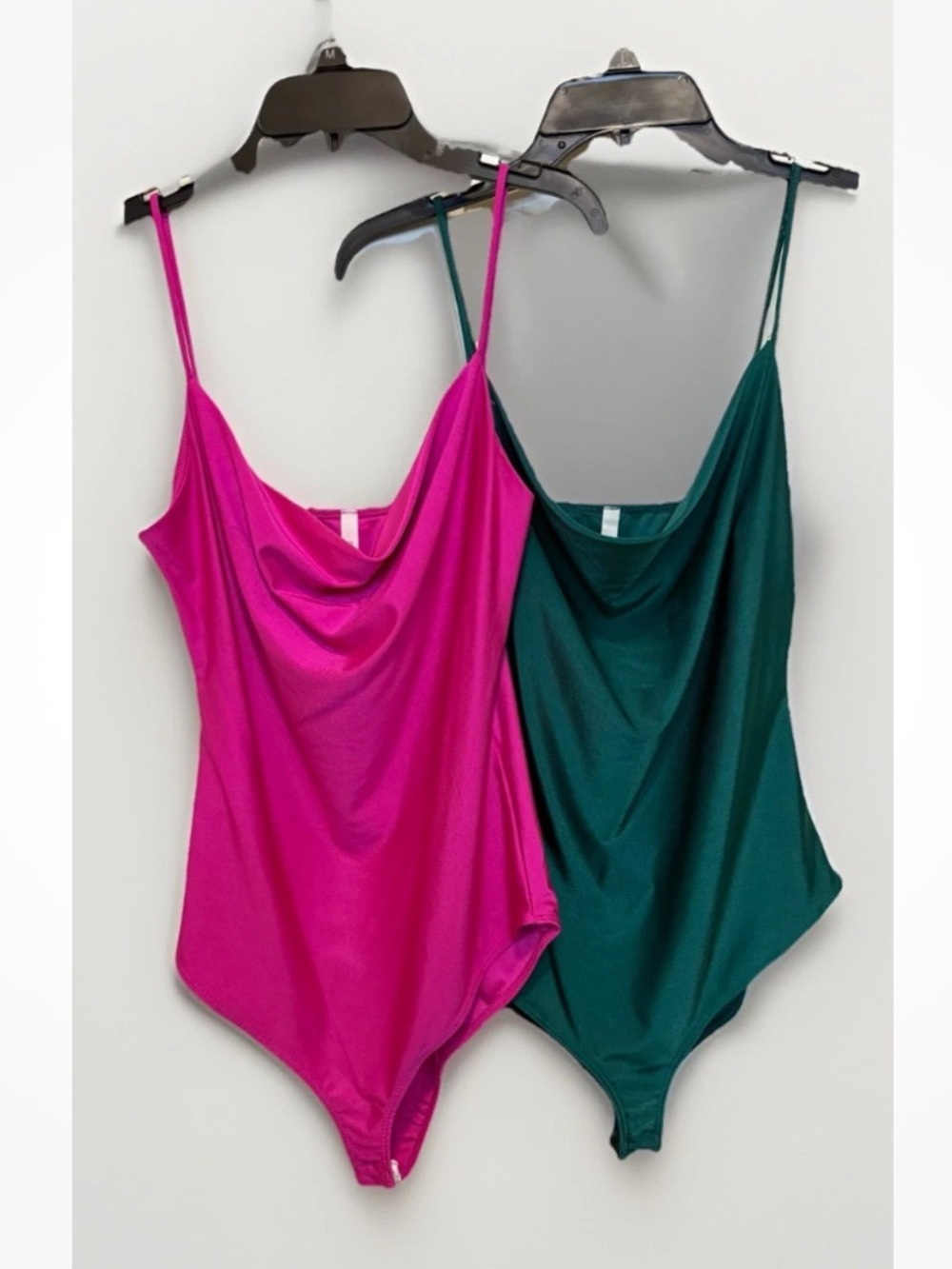 Dress Forum Women's Size Large Pink/Green Bodysuits Spaghetti Straps